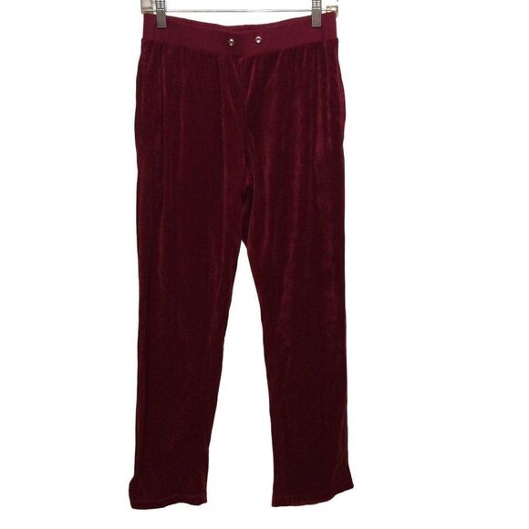 𝅺TRACKSUIT Women Velour  Pants Medium Dark Red Cotton And Polyester - Picture 1 of 4
